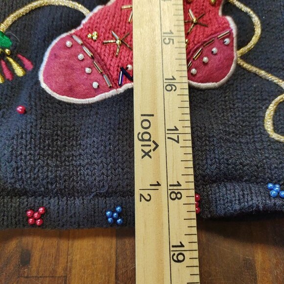 Designers Studio Originals Ugly Christmas Jacket Full Zip Stockings Embellished - Picture 8 of 10